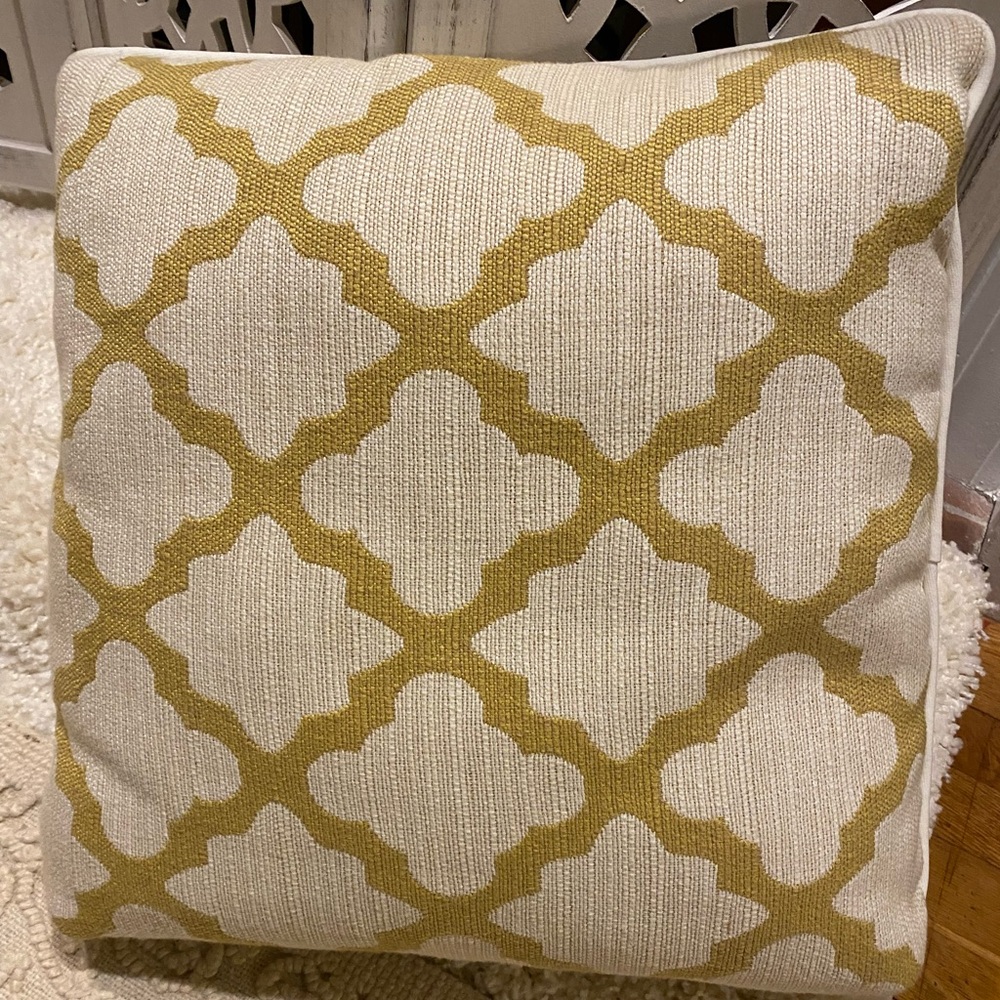 Designer Mustard Yellow and Cream Set of 4 Throw Pillow Covers 19 x 19 💛